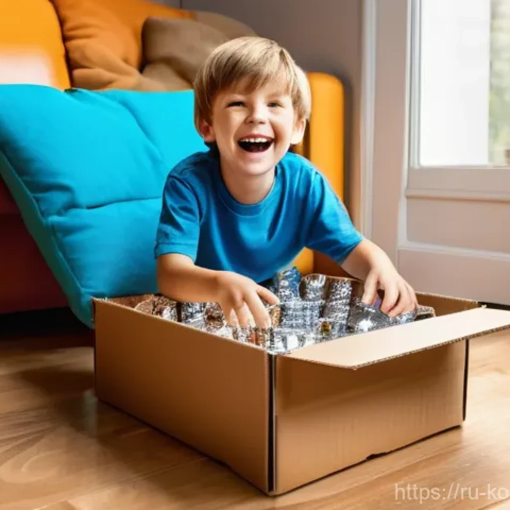 콩순이와 아동 창의력 - **Prompt 1: Cardboard Spaceship Adventure**
    "A wide-angle shot of a joyful 6-year-old boy, weari...