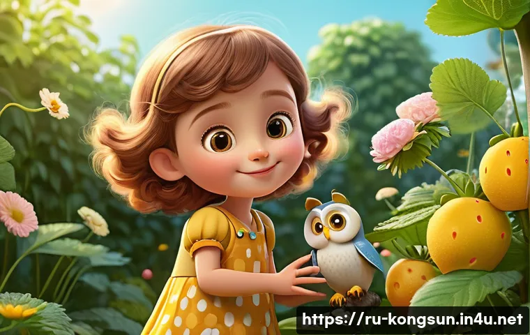 콩순이 스토리 전개 - **A joyful five-year-old girl, Consuni, with smooth, stylized light brown hair and a bright, innocen...