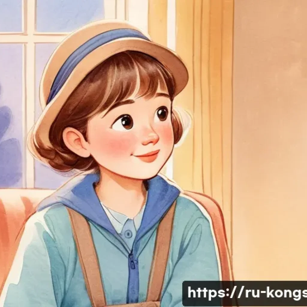 콩순이 팬 아트 - A warm and nostalgic fan-art scene created with traditional techniques: a gentle cartoon character p...